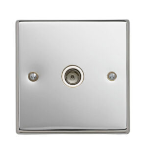 Contactum 1 gang polished chrome non isolated coaxial socket