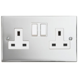 Contactum Iconic 13A 2 gang polished chrome switched socket