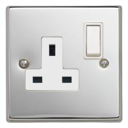 Contactum iConic Con13A 1 gang polished chrome switched socket modern style
