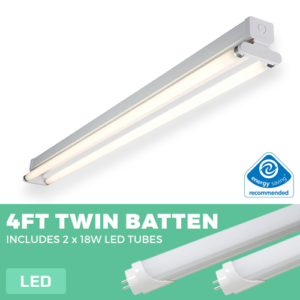 Twin 4FT LED Batten Light With 2 x 18W LED Tubes