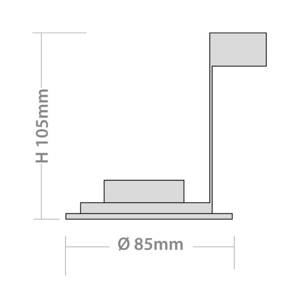RA Hoop Plus Chrome IP65 Bathroom Downlights Measurements