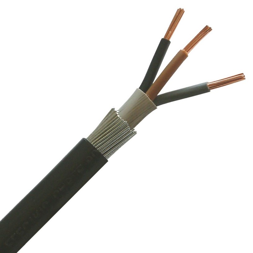15M 4MM 3 CORE SWA BLACK STEEL ARMOURED PVC OUTDOOR CABLE STOCK LENGTH 