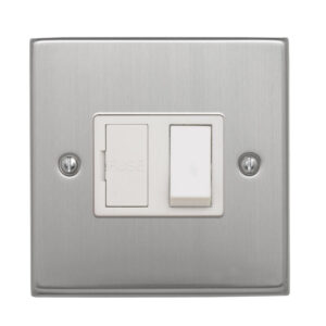 Contactum Iconic 13A switched spur satin chrome. Modern switches