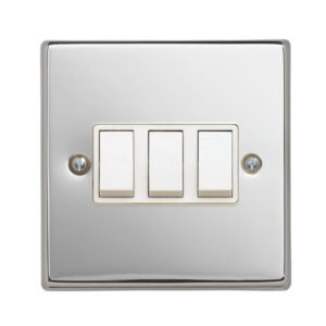 Contactum iConic 3 gang 2 way switch polished chrome