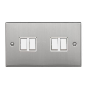 Modern switches. Contactum Iconic 4 gang 2 way switch satin chrome