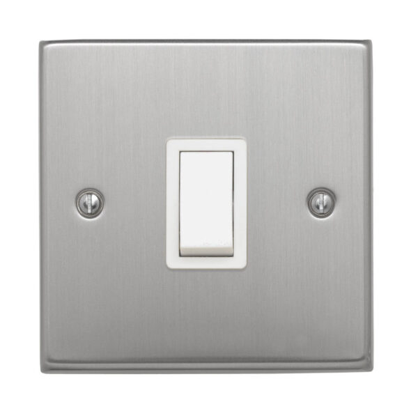 Contactum Iconic 20A double pole switch satin chrome. Modern switches