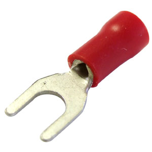 1.5mm x 4.3mm Red Fork Cable Lugs Per 100