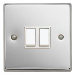 Contactum iConic 2 gang 2 way switch polished chrome