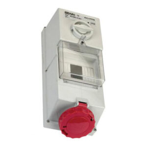 415V red wall mounted interlocked socket with fuse box 16Amp 3P + E IP55