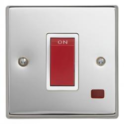 Contactum iConic 45A Chrome cooker switch with neon (1 gang)