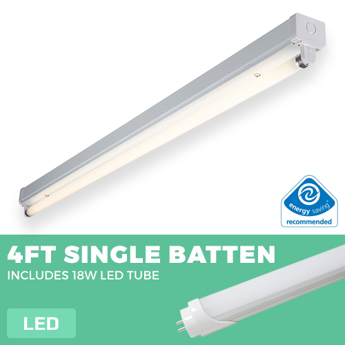 Single 4FT LED Batten light with 18W LED tube