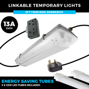 5FT Twin Linkable Non Corrosive Lights 13A 240V IP65