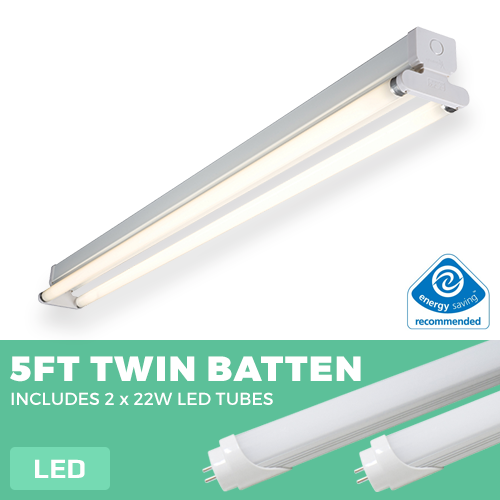 Twin 5FT LED Batten light with 2 x 22W LED tube