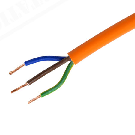 Orange Strimmer/Lawnmower Flex Cable 1.5mm 3 Core Per Metre