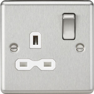 Knightsbridge Satin Chrome 1 Gang DP 13a Switched Socket With White Insert