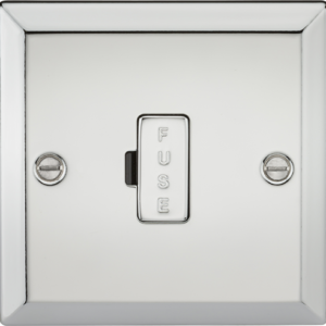 Knightsbridge Polished Chrome 13A Fused Spur Unit. Modern switches and sockets with bevelled edging