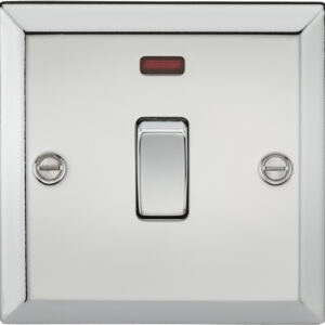 Knightsbridge Polished Chrome 20A 1 Gang Double Pole Switch with Neon. Decorative switches and sockets