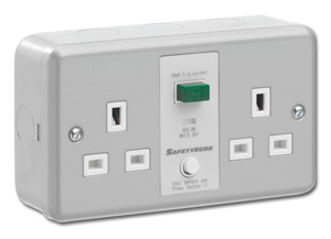 SafetySure Metalclad Unswitched RCD Twin Socket