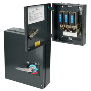 Metal industrial isolators 63A switch fuses TPN metal enclosure