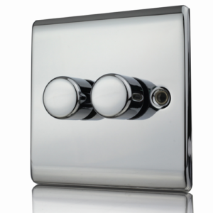 Polished Chrome 2 Gang 2 Way 250W Push Dimmer Switch