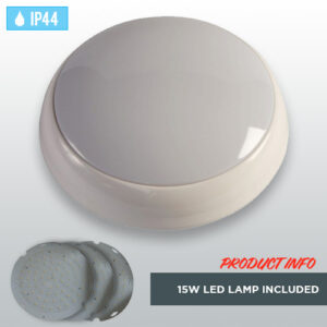 White Circular Polo IP44 with 15W LED Lamp
