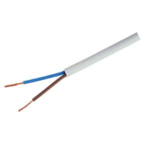 0.75mm 2 Core White Flex Cable Per Metre (6A)