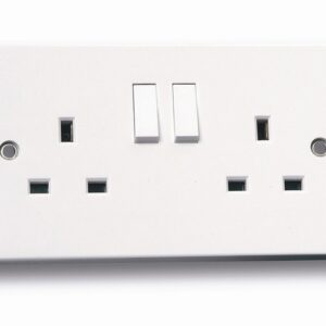 Niglon Standard White 2 Gang Switched Socket. Arctic Edge Modern White Switches and sockets