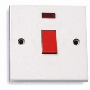 Niglon Standard White 45A Double Pole Switch w/ Neon. Niglon Arctic edge switches and sockets