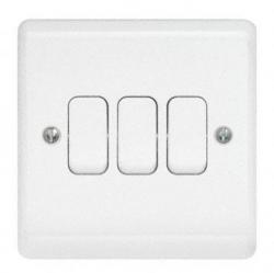 Contactum Aspire 3 Gang 2 way switch in white
