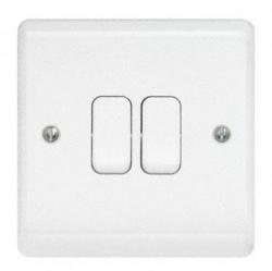 Contactum Aspire 2 Gang 2 way switch white. Modern White Switches