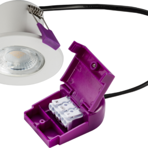 Robus Ramada 8.5W Cool White Fire Rated Dimmable Downlight White & Brushed Chrome Trim 